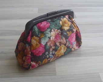 Vintage '80s Kitschy Rose Floral Plastic Framed Clutch Purse