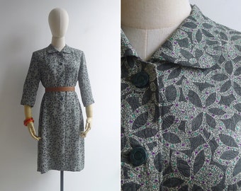 SALE - Vintage '80s Kaleidoscope Starburst Floral Print Shirt Dress S-M