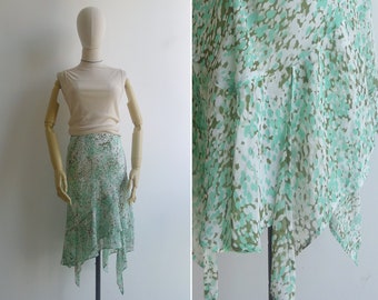 SALE - Vintage '90s Y2K Fairy Chiffon Asymmetric Hem Bias Cut Skirt S-M