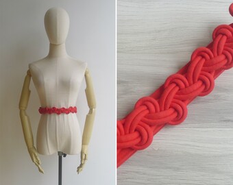 SALE - Vintage '80s Bright Red Oriental Knot Belt (Adjustable)