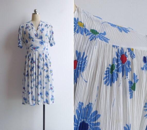 Vintage 30's 'Oopsy Daisy' Gerbera Floral Rayon Cr