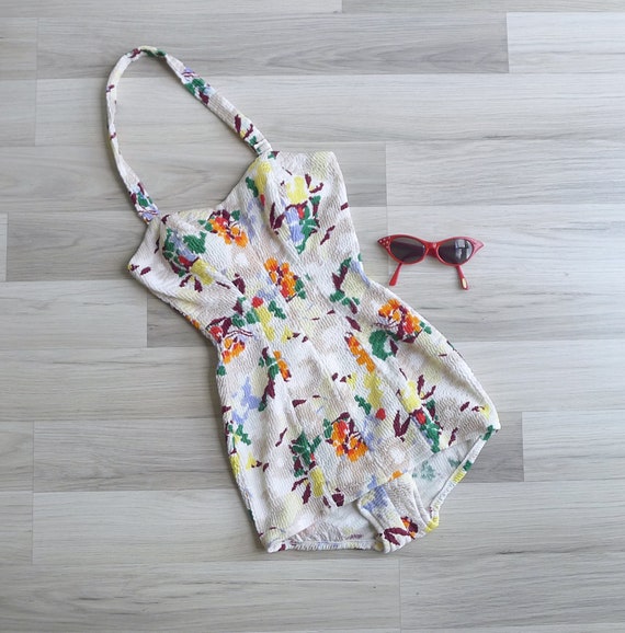 Vintage 50's JANTZEN Spring Bloom Floral Swimsuit