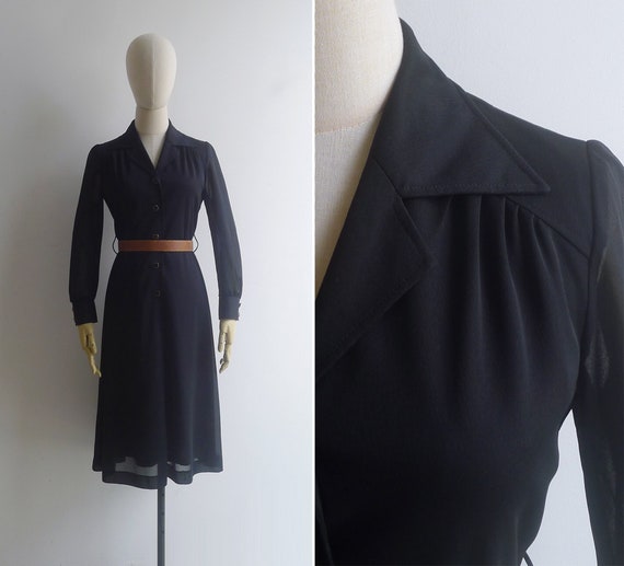 SALE - Vintage '70s Classic Little Black Dress XS… - image 1