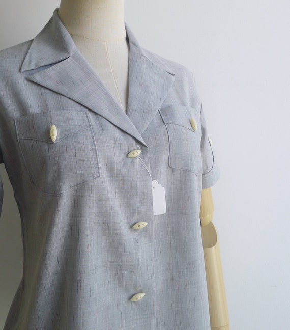 Vintage '70s Grey Chambray Matching Two Piece Top… - image 7