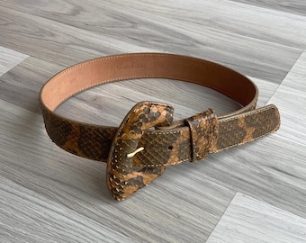 Vintage 1980s Carlos Falchi Faux Snakeskin Leather Belt S  display picture 2