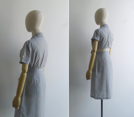 Vintage '70s Grey Chambray Matching Two Piece Top… - image 9