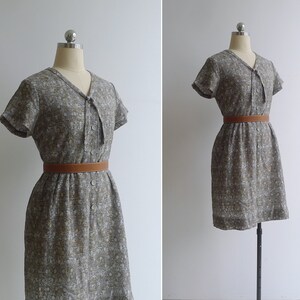SALE Vintage '60s Moss Green 'Doily Lace' Ribbon Bow Collar Dress M-L image 2