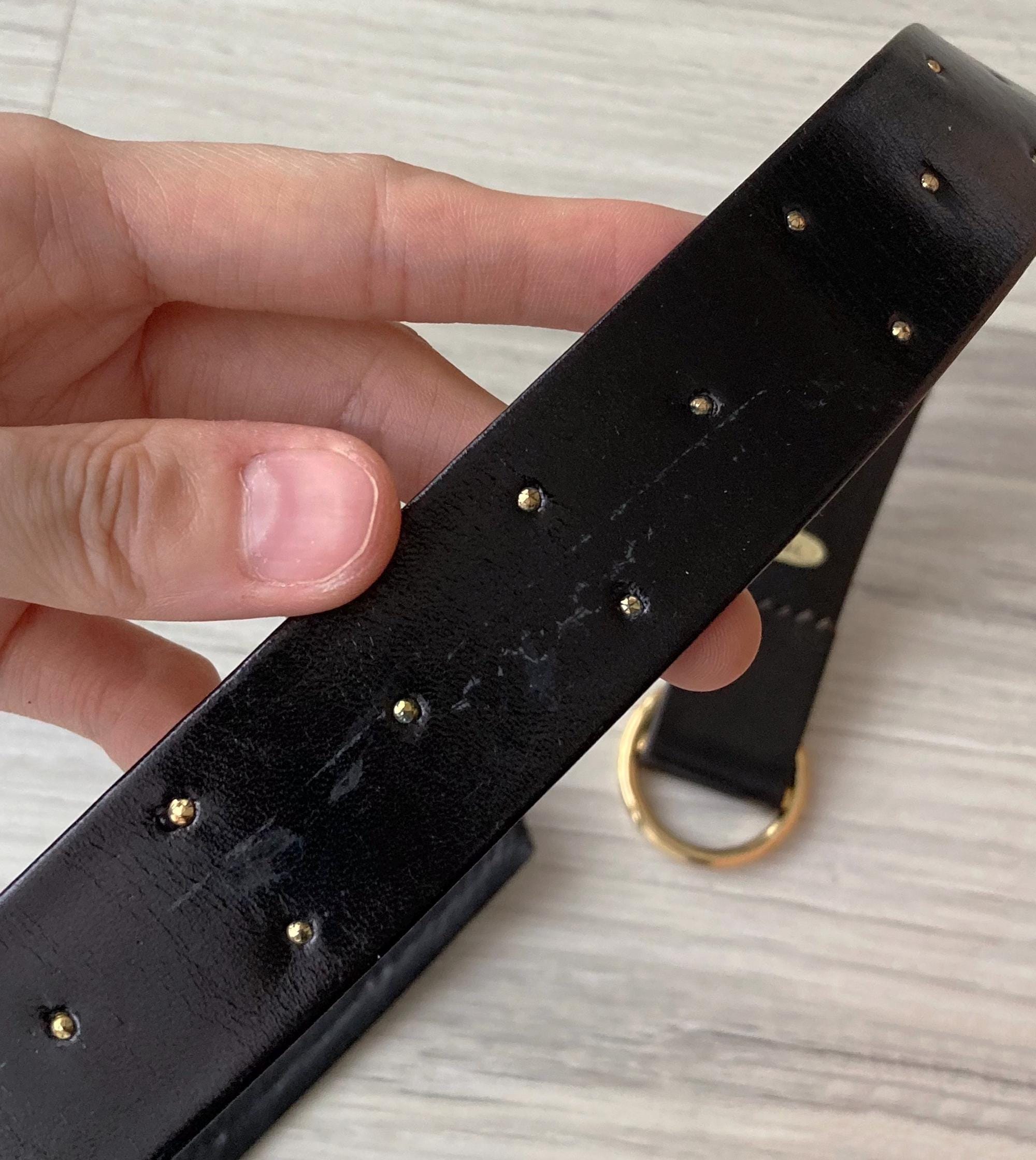 Vintage 80s Studded Faux Leather Belt by David Hicks XS S M, Retro