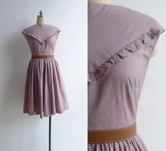 Vintage 50's 'V For Victory' Dusty Pink Grid Cotto