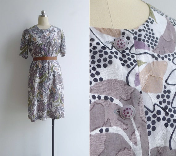 Vintage 80's 'Dotty Leaf' Abstract Print Textured