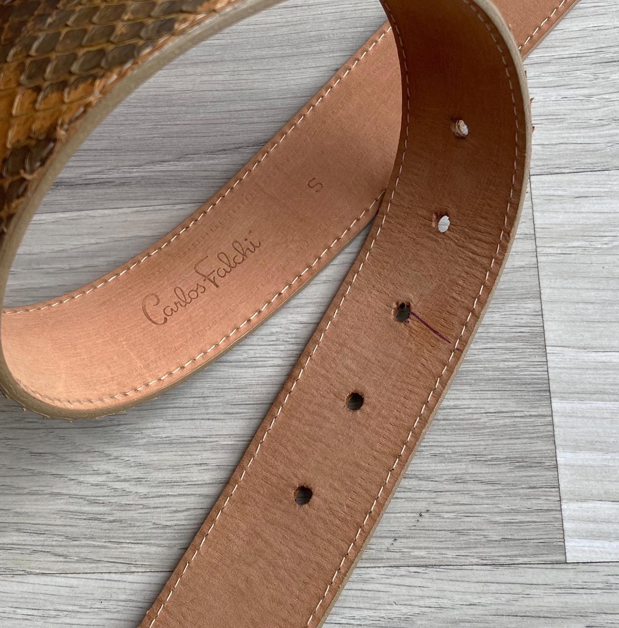 Vintage 1980s Carlos Falchi Faux Snakeskin Leather Belt S  display picture 3