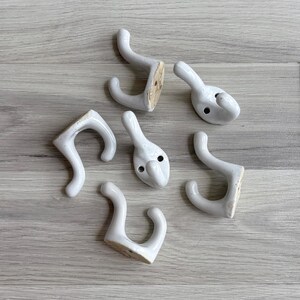 Vintage 50s White Porcelain Wall Hook - Double Hook, Ceramic, Customizable, DIY Home Decor image 6