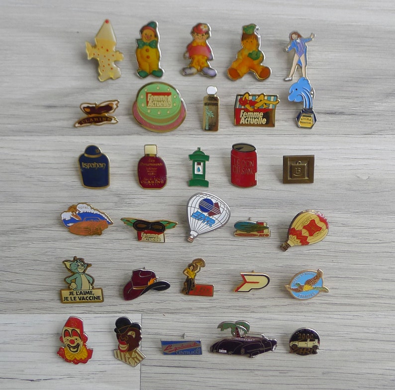 Vintage Enamel Novelty Pins Objets & Personnages Etsy