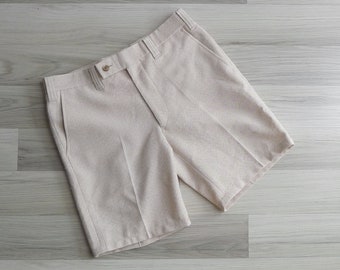 SALE - Vintage '70s Heather Sand Beige Slim Fit Shorts XS S 29 30