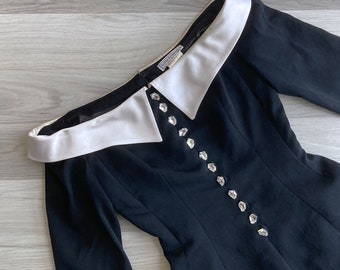 Vintage '80s Lolita Lempicka Tuxedo off Shoulder Mini Dress Vintage '80s Lolita Lempicka Tuxedo off Shoulder Mini Dress