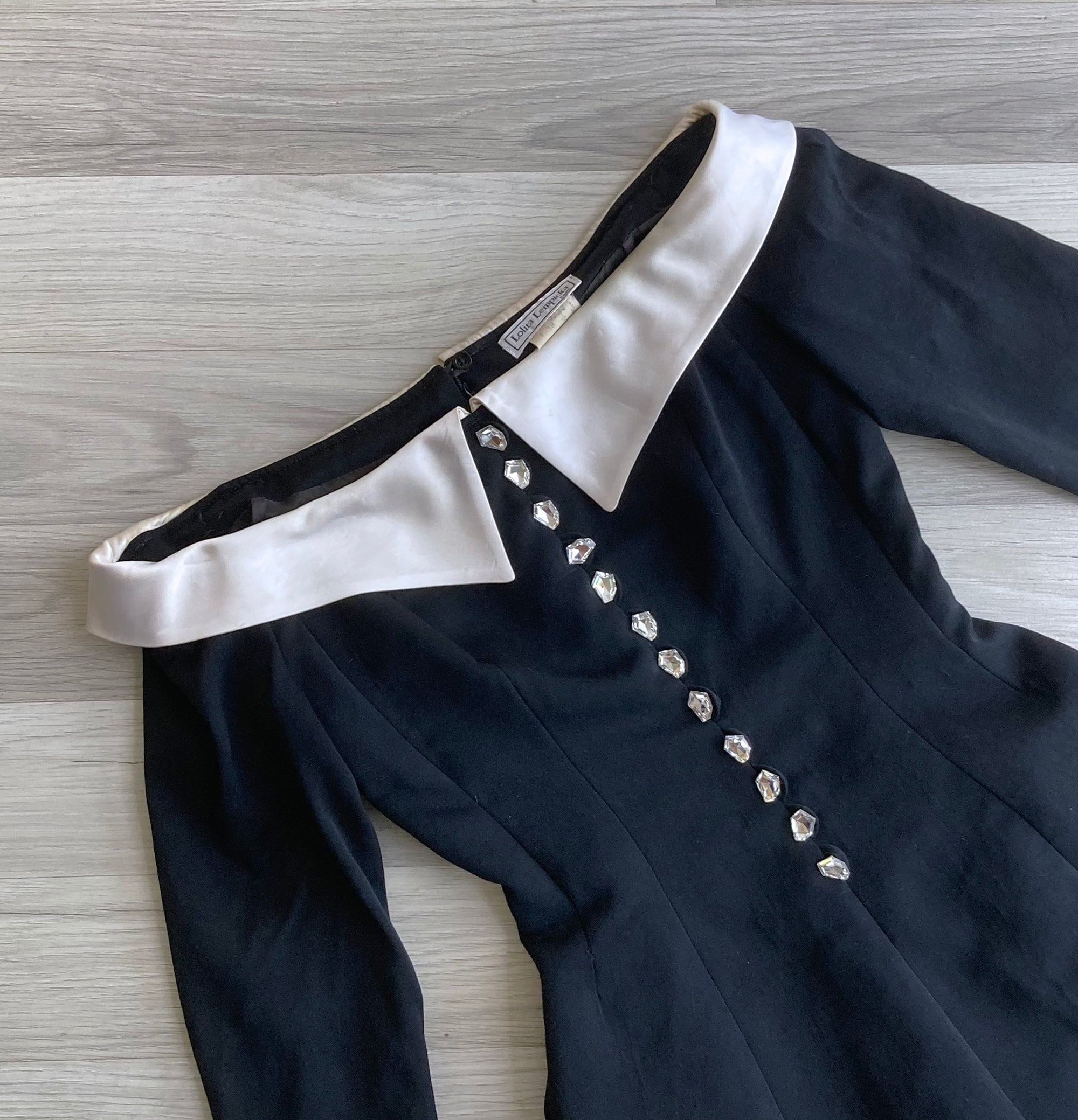 Vintage '80s Lolita Lempicka Tuxedo off Shoulder Mini Dress