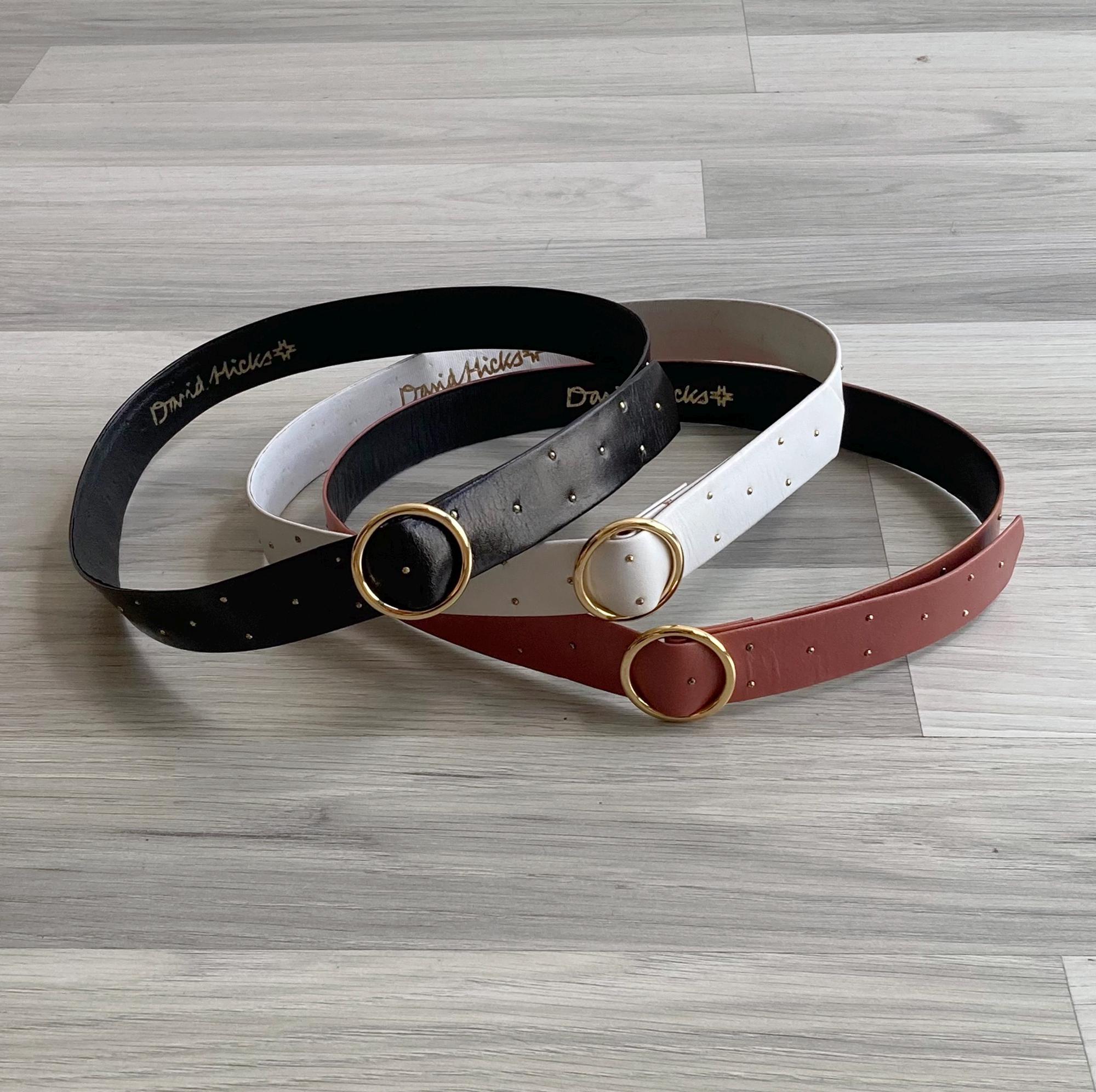 Vintage 80s Studded Faux Leather Belt by David Hicks XS S M, Retro