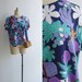 Vintage 80's Neon Electric Tutti Frutti Abstract Print Blouse M-L
