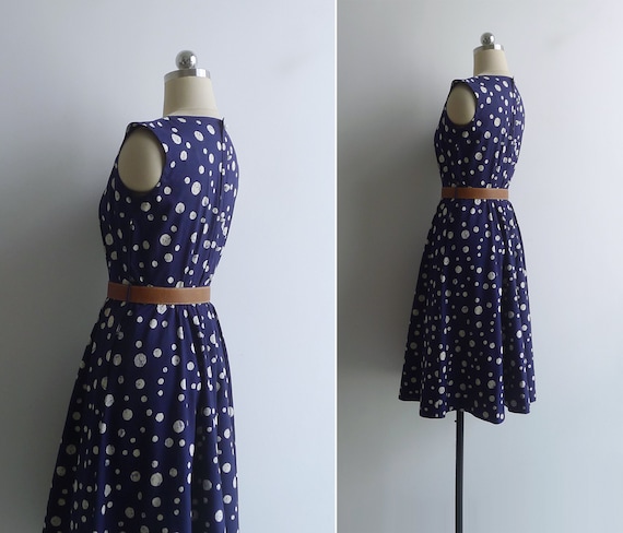 Vintage '40s '50s Bubble Spot Fit & Flare Dress w… - image 5