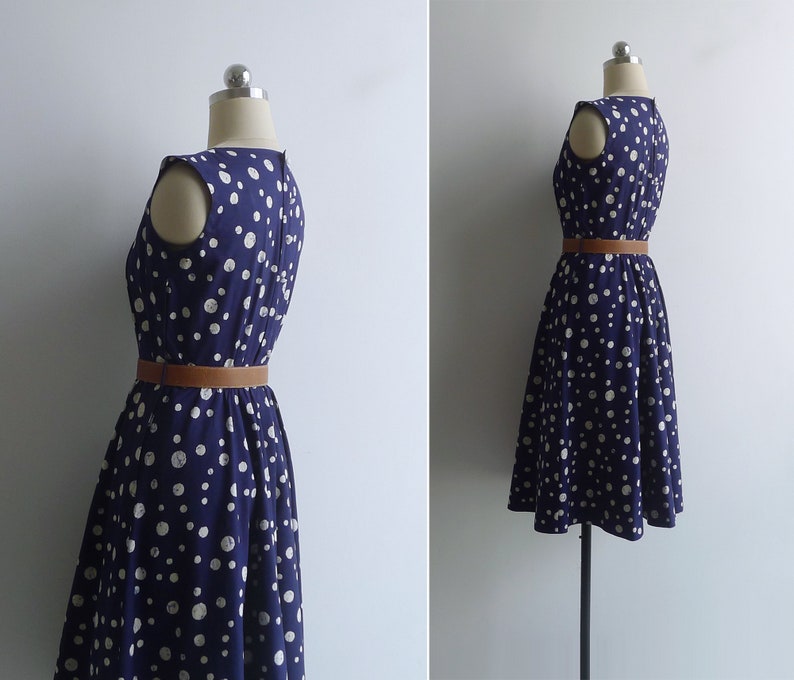 Vintage '40s '50s Bubble Spot Fit & Flare Dress with Gathers S image 5