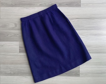 Vintage 60s Ultramarine Blue Wool Tweed Pencil Skirt XS-S, Retro Slim Fit High Waist Skirt