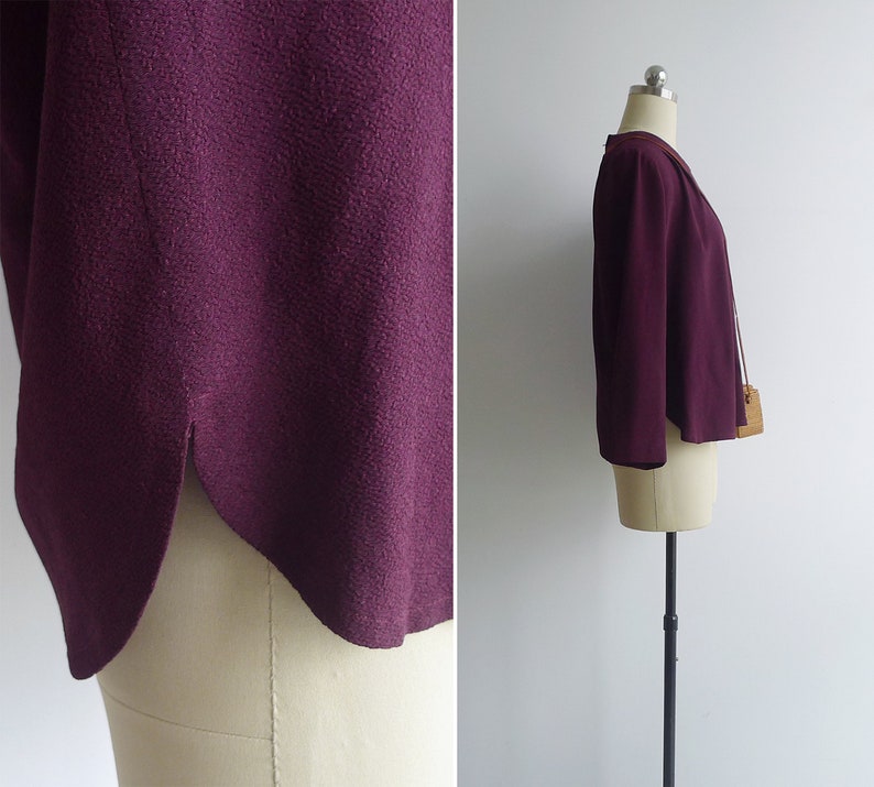Vintage 80/'s Maroon Red Pleat Blouse M or L