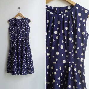 Vintage '40s '50s Bubble Spot Fit & Flare Dress with Gathers S image 6