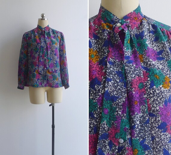 SALE - Vintage 80's 'Eclectic Florals' Abstract Pr