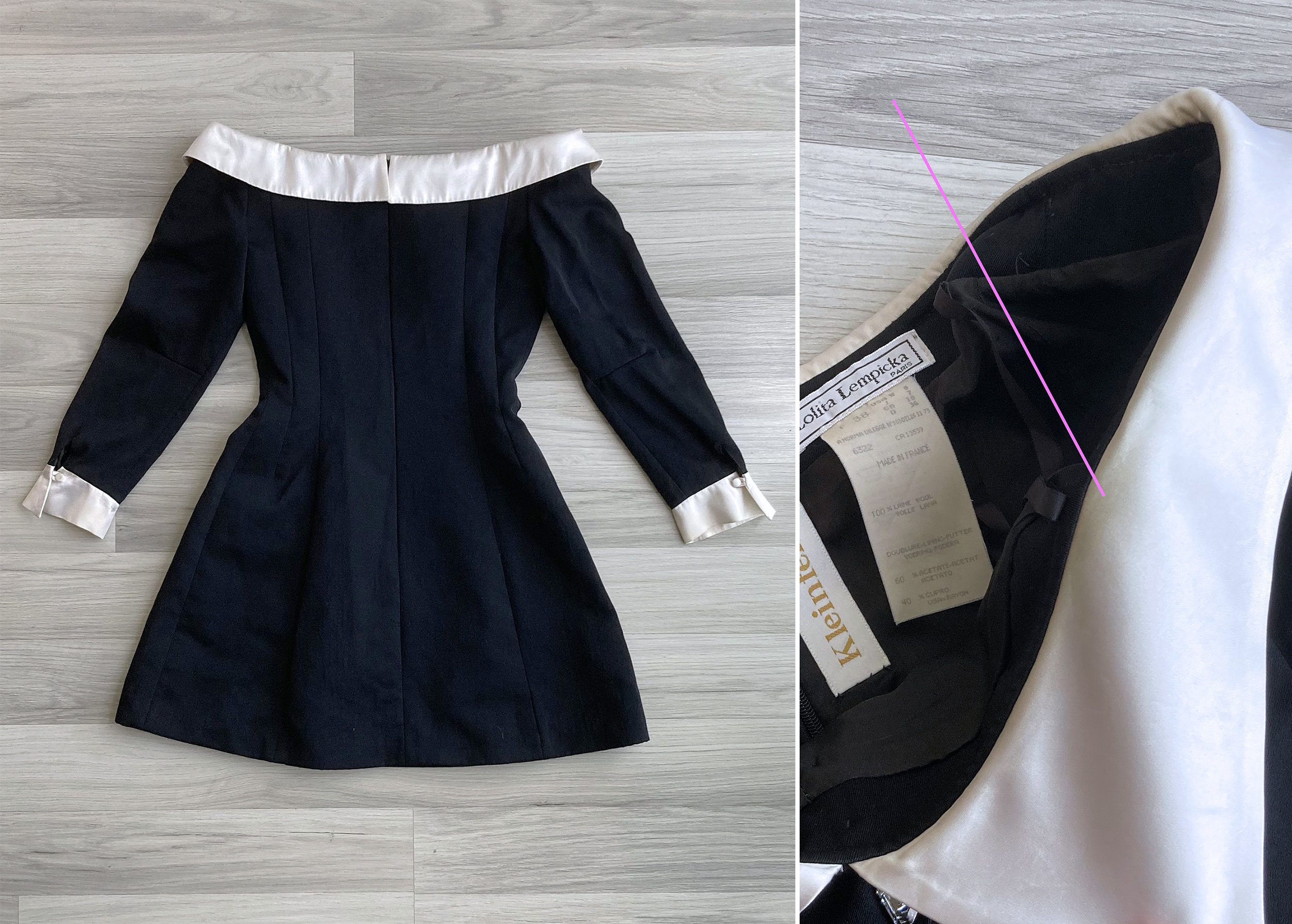 Vintage '80s Lolita Lempicka Tuxedo off Shoulder Mini Dress Vintage '80s Lolita Lempicka Tuxedo off Shoulder Mini Dress