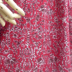 Vintage '80s Deep Red Novelty Batik Print Cotton Dress XS image 4