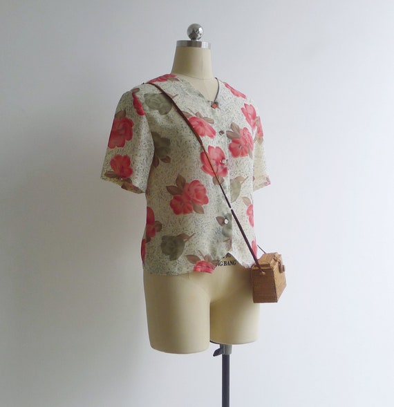 SALE - Vintage '80s 'Coral Floral' Abstract Print… - image 2