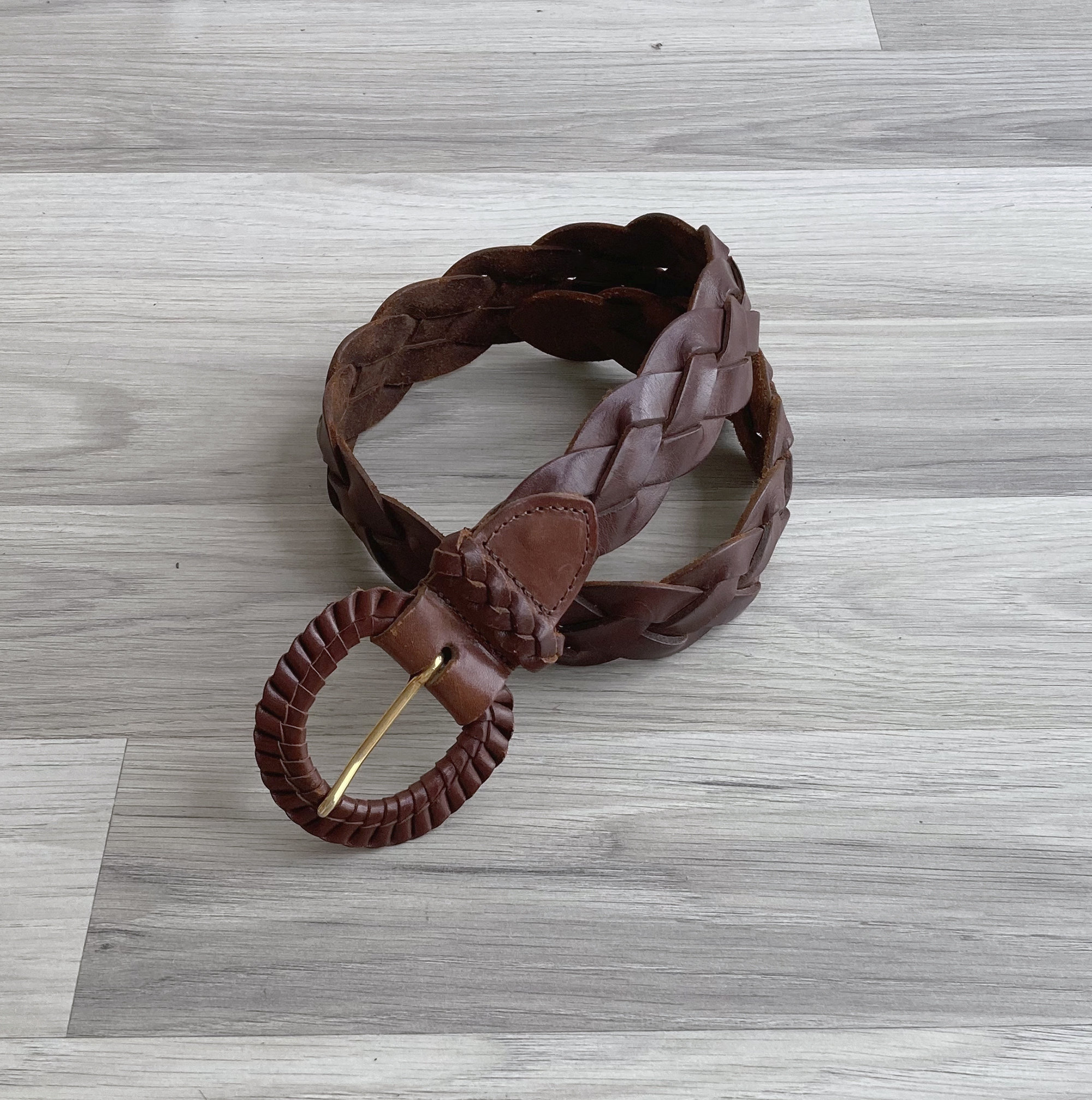 Vintage Brown Braided Leather Chunky Women’s Belt 38” Women main image 4