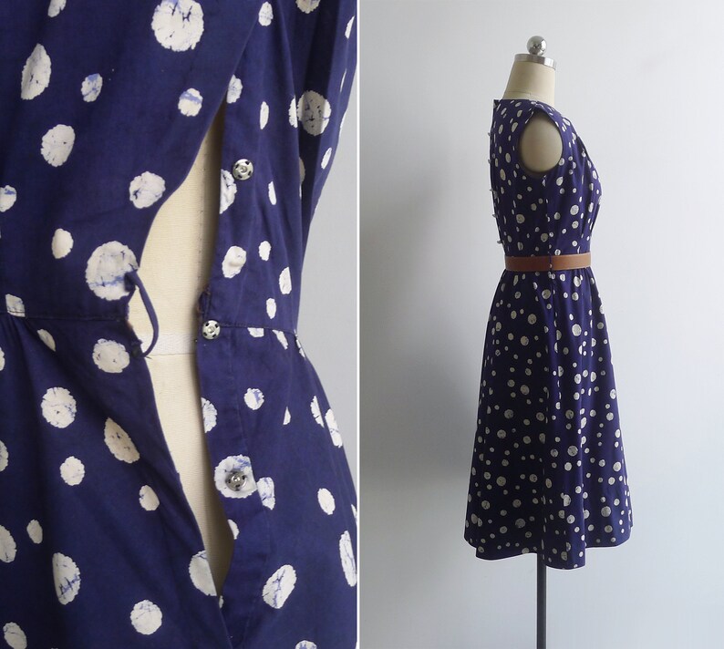 Vintage '40s '50s Bubble Spot Fit & Flare Dress with Gathers S image 4