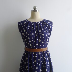 Vintage '40s '50s Bubble Spot Fit & Flare Dress with Gathers S image 3