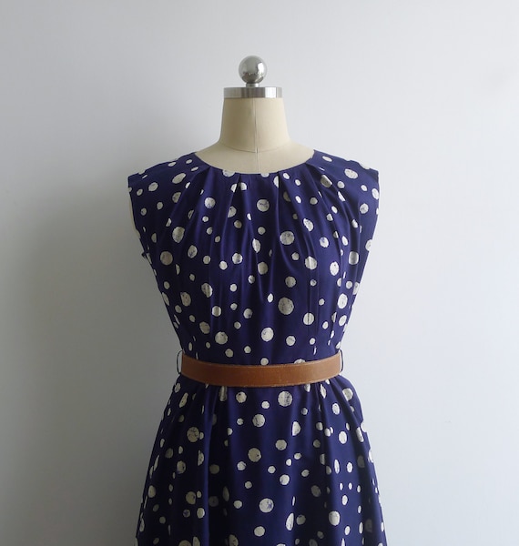 Vintage '40s '50s Bubble Spot Fit & Flare Dress w… - image 3