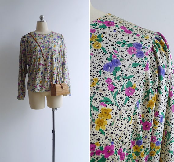 SALE - Vintage 80's 'Eclectic Florals' Abstract Pr