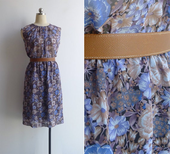 Vintage 80's 'Eclectic Florals' Blouson Gathered D