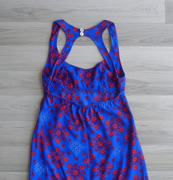 Vintage 70's 'Americana' Open Racer Back Bright Pr