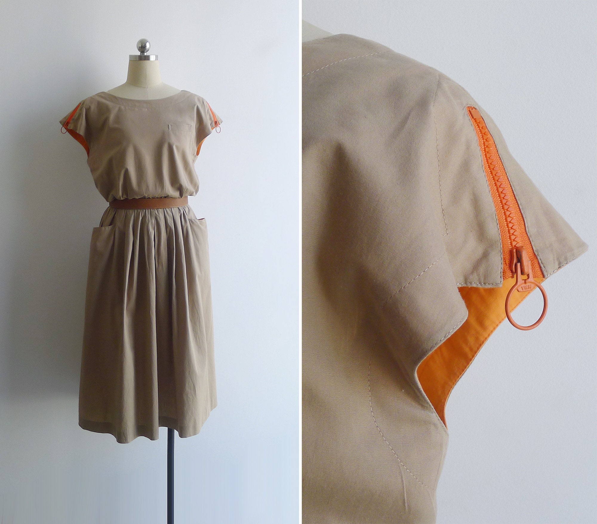 Vintage 80s Brown MISS HELEN Polyester 2pc. Suit Set - 44