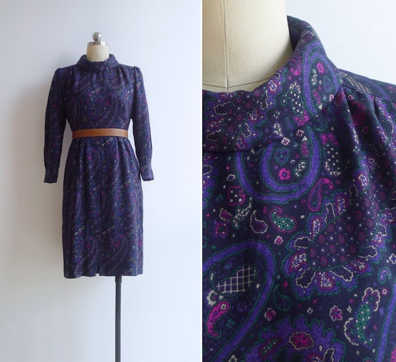 50% OFF - Vintage '80s Mod Purple Paisley Print T… - image 1