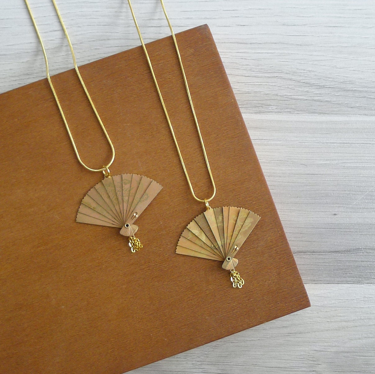 Exotic Asian Theme Gilt Metal Pendant Designed by Goldette