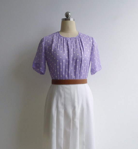 SALE - Vintage '80s Colorblock Lilac & White Spot… - image 3