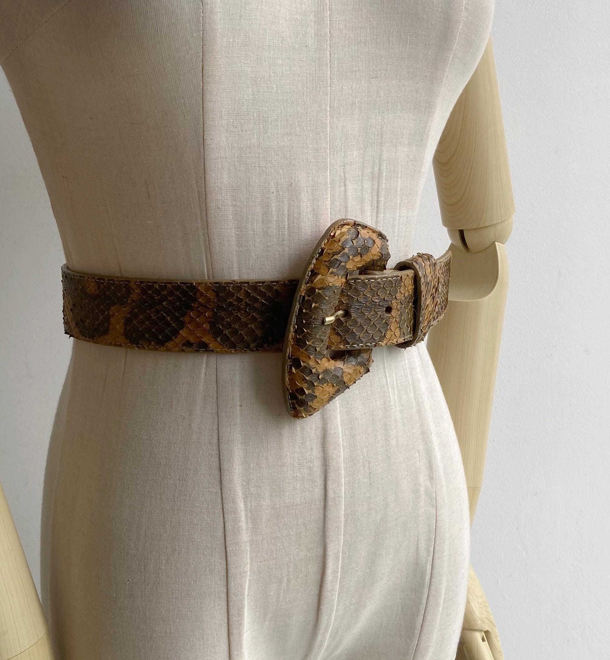 Carlos Falchi Snakeskin Vintage Leather Belt CARLOS FALCHI Wide Black Snakeskin Women main image 4