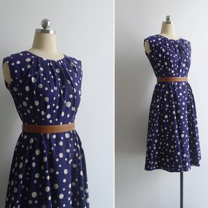 Vintage '40s '50s Bubble Spot Fit & Flare Dress with Gathers S image 2