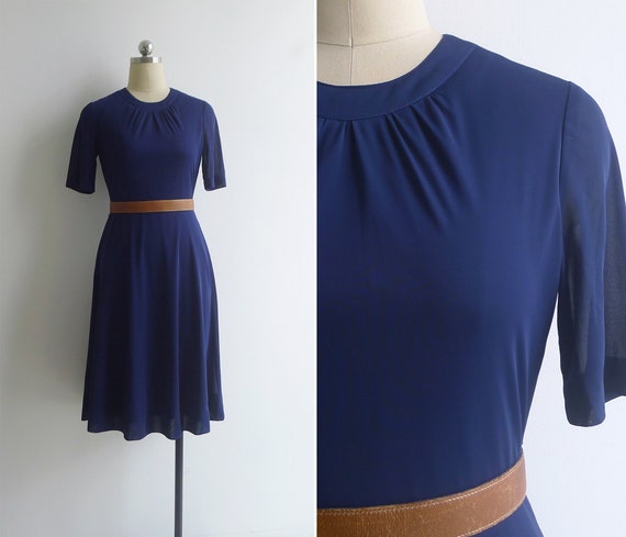 Classic Polyester Knit Midi Dress 