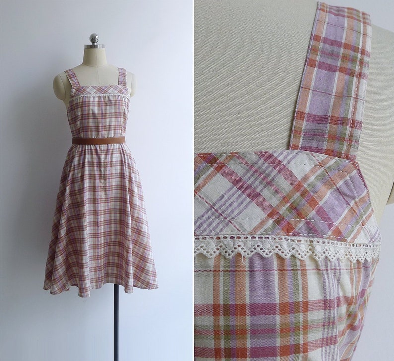 pink checkered pinafore