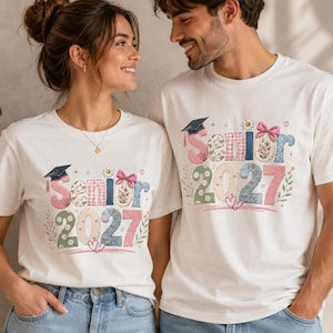 Senior 2027 PNG, Floral Class of 2027 Graduation Design, Coquette Bow Sublimation, Pastel Patchwork Senior Shirt, Digital Download