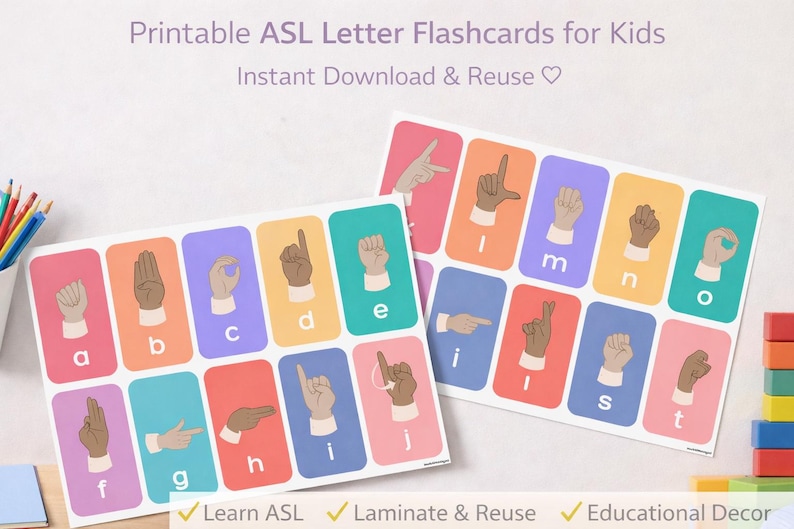 ASL Alphabet Flashcards (digital Download) - Etsy