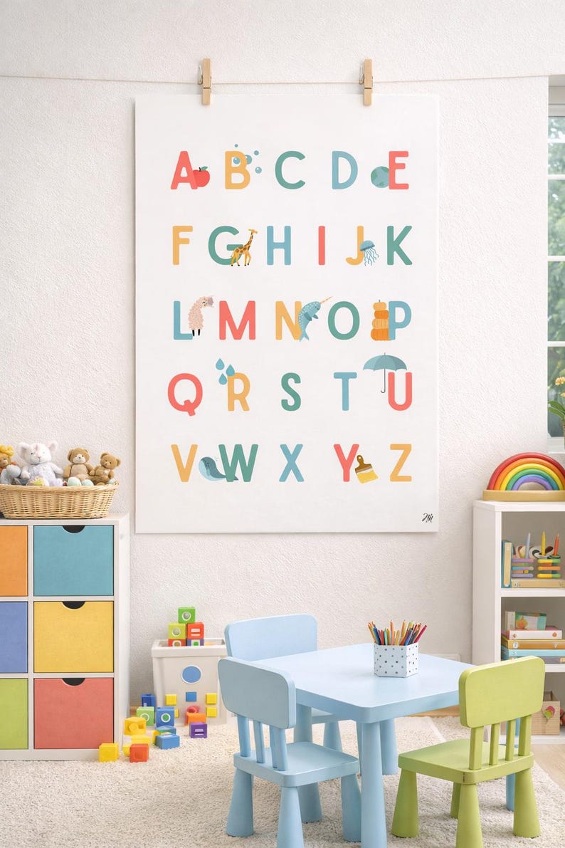 Pastel Alphabet Poster | ABC Wall Art for Kids (digital Download) - Etsy