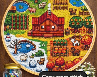 Cross Stitch Pattern - Four Seasons in the Valley - Instant Digital Download